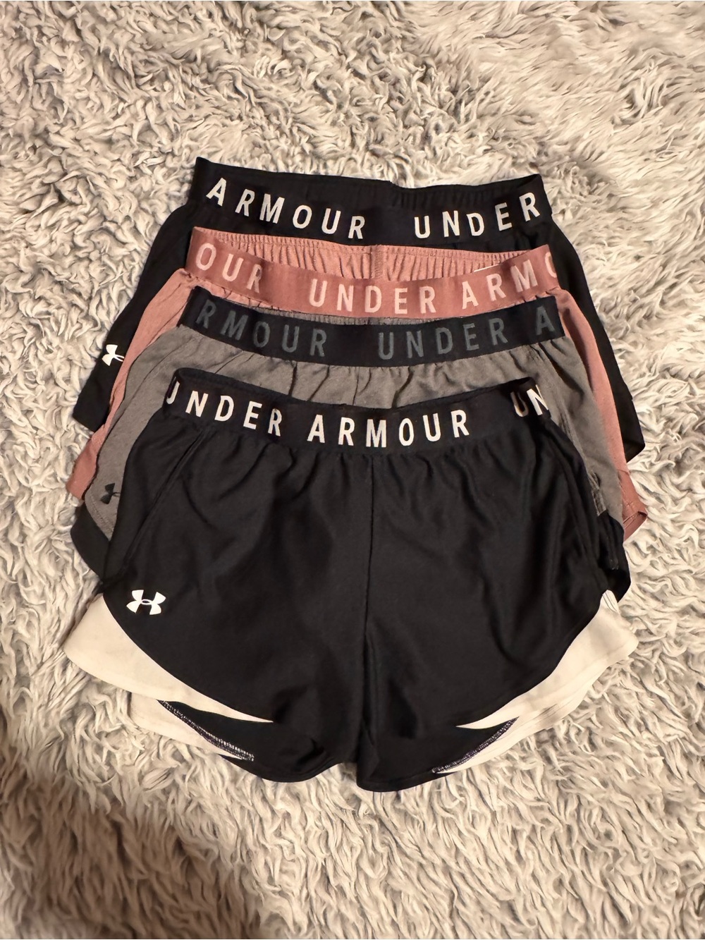 Under Armour Womens Black & Pink Athletic Shorts Pack